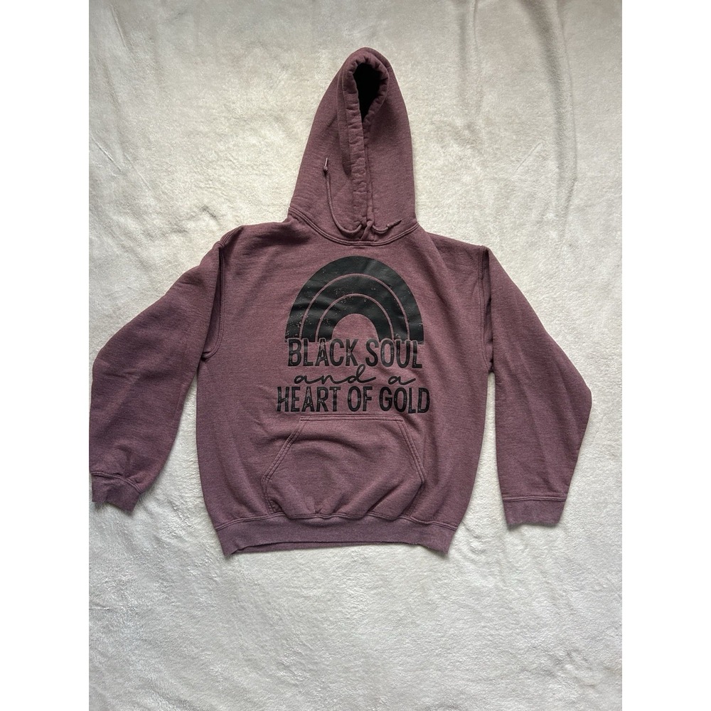 Black soul and a heart of gold women's burgundy hoodie Size M #burgundy #soul